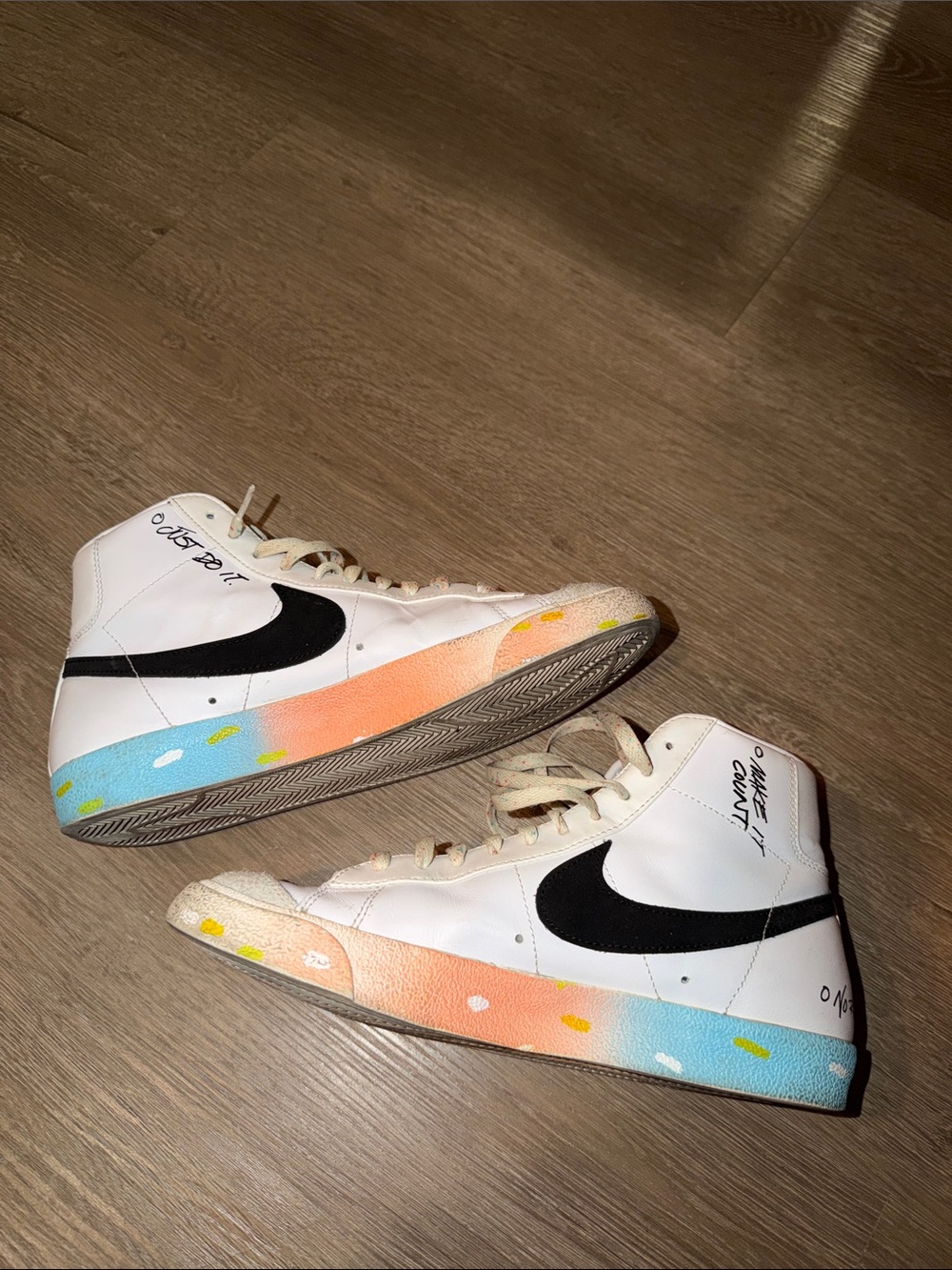 Nike White Black High-Top Athletic Sneakers with Orange Accent
